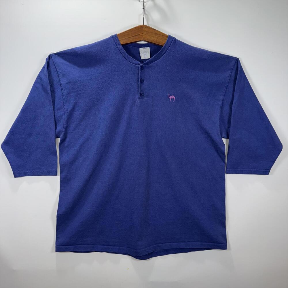 VTG 90’s Camel Joe Styles Purple 3/4 Sleeve Henley Shirt - XL
